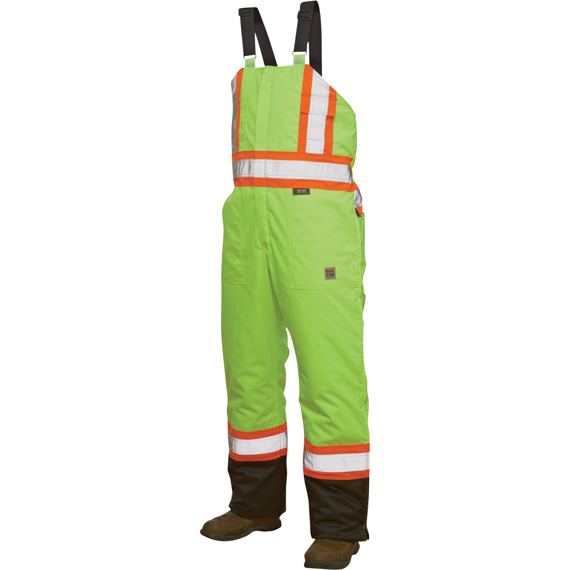 Work King Men's Class 2 High Visibility Lined Bib Overall, Lime, Medium, Model# S79811-FLGR-M